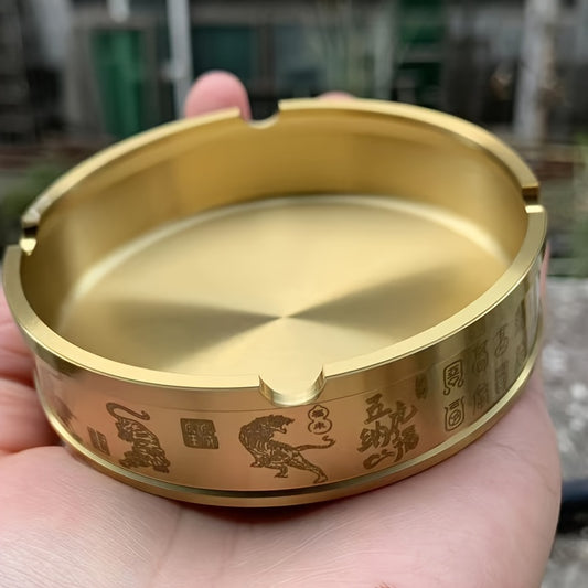 1pc, Pure Brass Ashtray For Home Living Room Office Desk, High-End Modern Traditional Style, Metal Decorative Accessory For Coffee Table, For Home Room Living Room Office Decor, Independent Day Party Summer Graduation School Season Gift