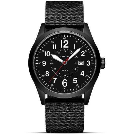 LN LENQIN Mens Watches Military Watch Sport Analog Quartz Waterproof Wrist Watch for Men with Date Luminous Army Tactical Field Casual Nylon Band LN-0599-All Black