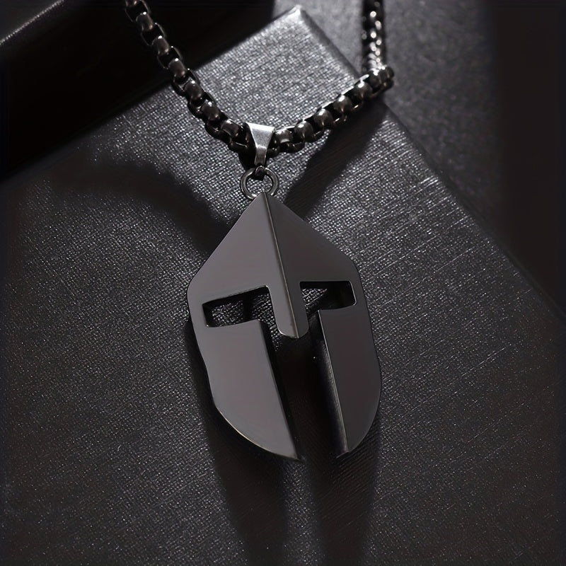 1pc Spartan Helmet Pendant Necklace For Hip Hop Men Women Couple Necklace Pendant Rapper Stainless Steel Greek Jewelry