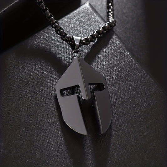 1pc Spartan Helmet Pendant Necklace For Hip Hop Men Women Couple Necklace Pendant Rapper Stainless Steel Greek Jewelry